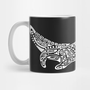 Manta ray tattoo white turquoise background Mug